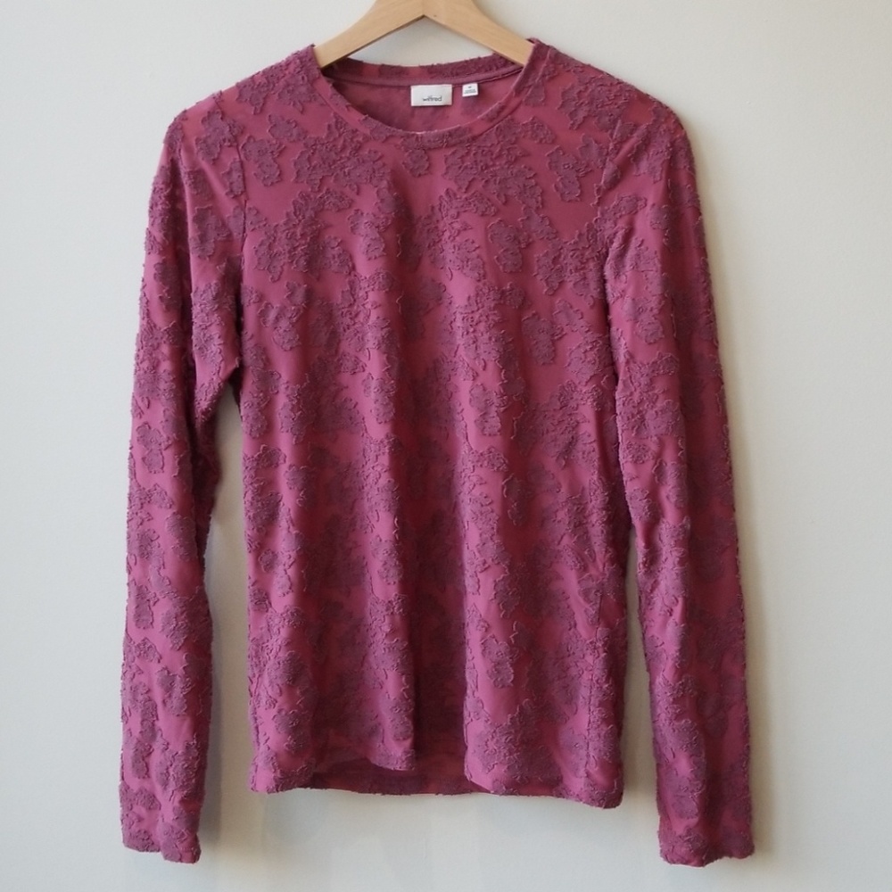Aritzia Wilfred Long Sleeve Textured Tee in Mauve